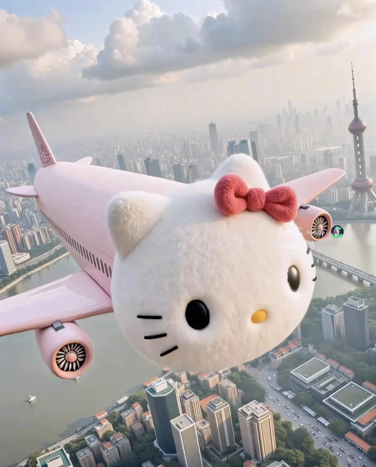这是什么神仙航空 那个女生能拒绝这么粉嫩可爱的飞机hellokitty飞机