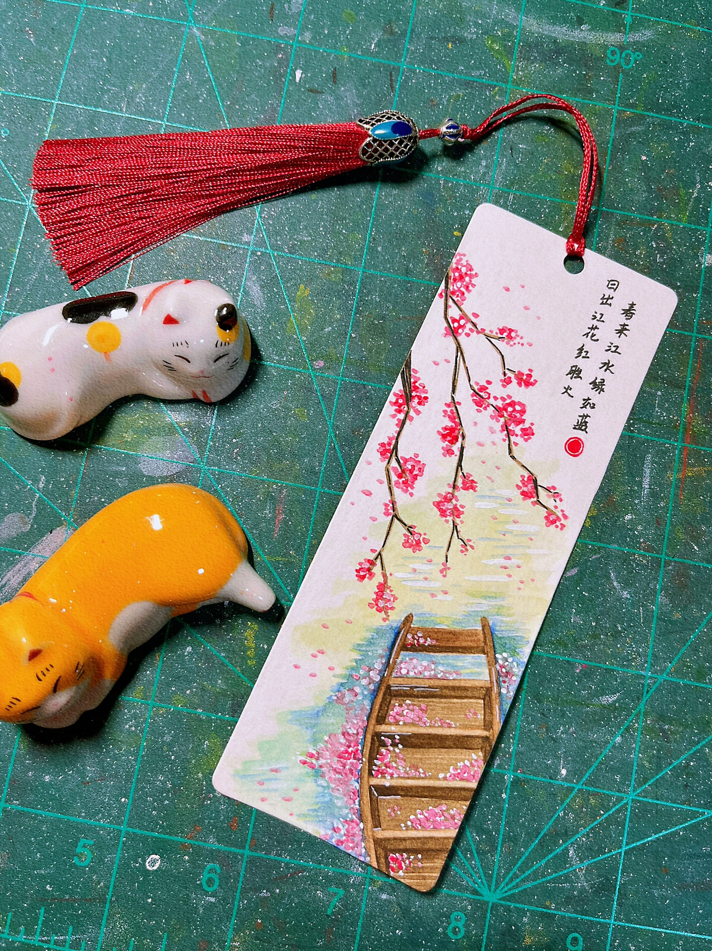 古风水彩小书签～春61忆江南(附过程