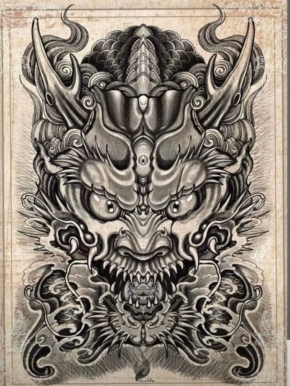 龙头纹身   手稿