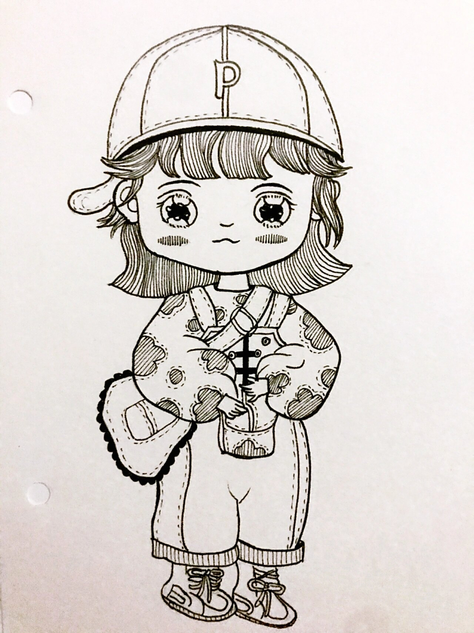 画画111天|黑白线描|卡通人物06|含步骤 萌妹子一枚 临摹来自小红书