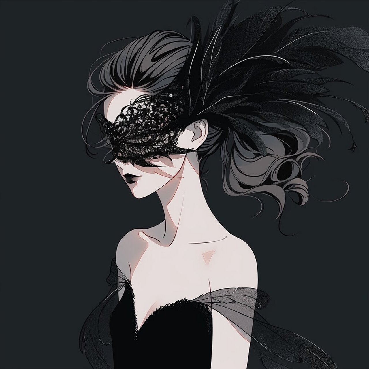 极简头像 | 戴面具优雅高贵气质女王 哈喽,我是一零,一枚ai绘画魔法师