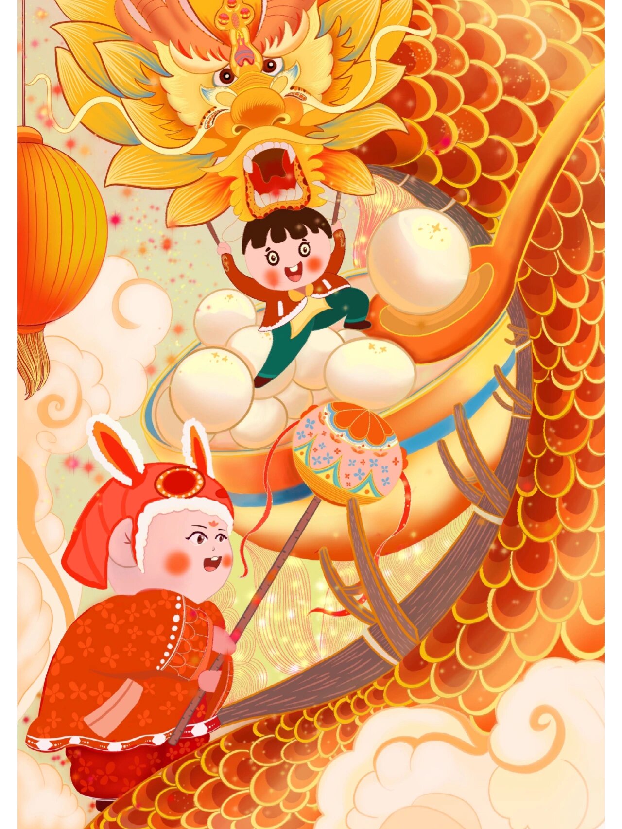 国风插画——板凳龙