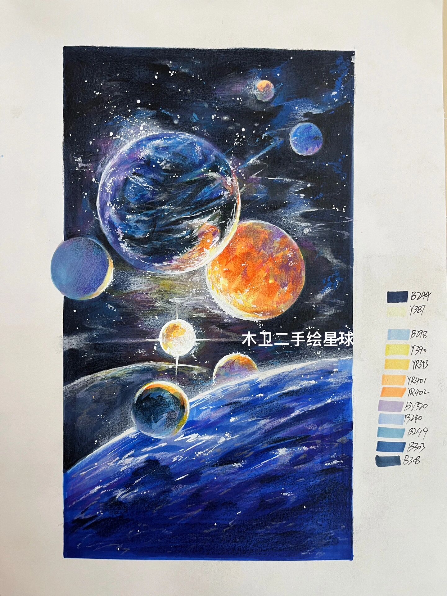 星球画法马克笔图片