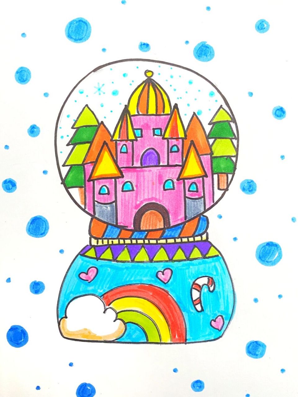 水晶球儿童画 #马克笔# #卡通画# #儿童画# #水晶球儿童画