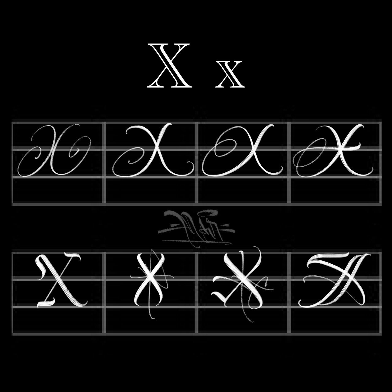 花体字纹身·花体字教学·custom lettering 「x x」 	 大写字母「x」