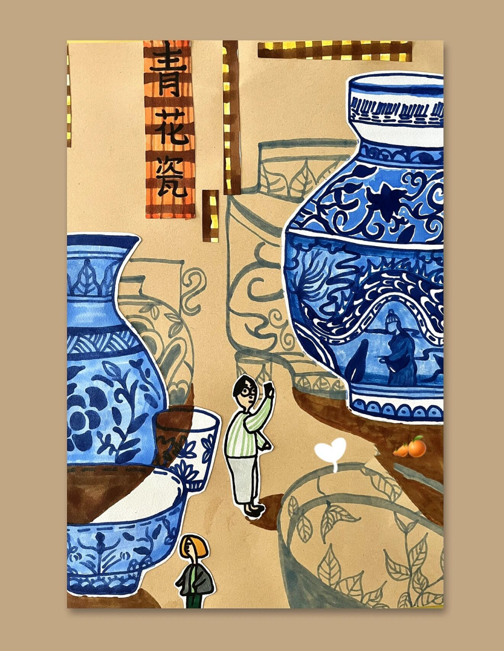 3-6岁儿童创意绘画《青花瓷》范画 8215绘画工具: 铅笔,橡皮,勾线