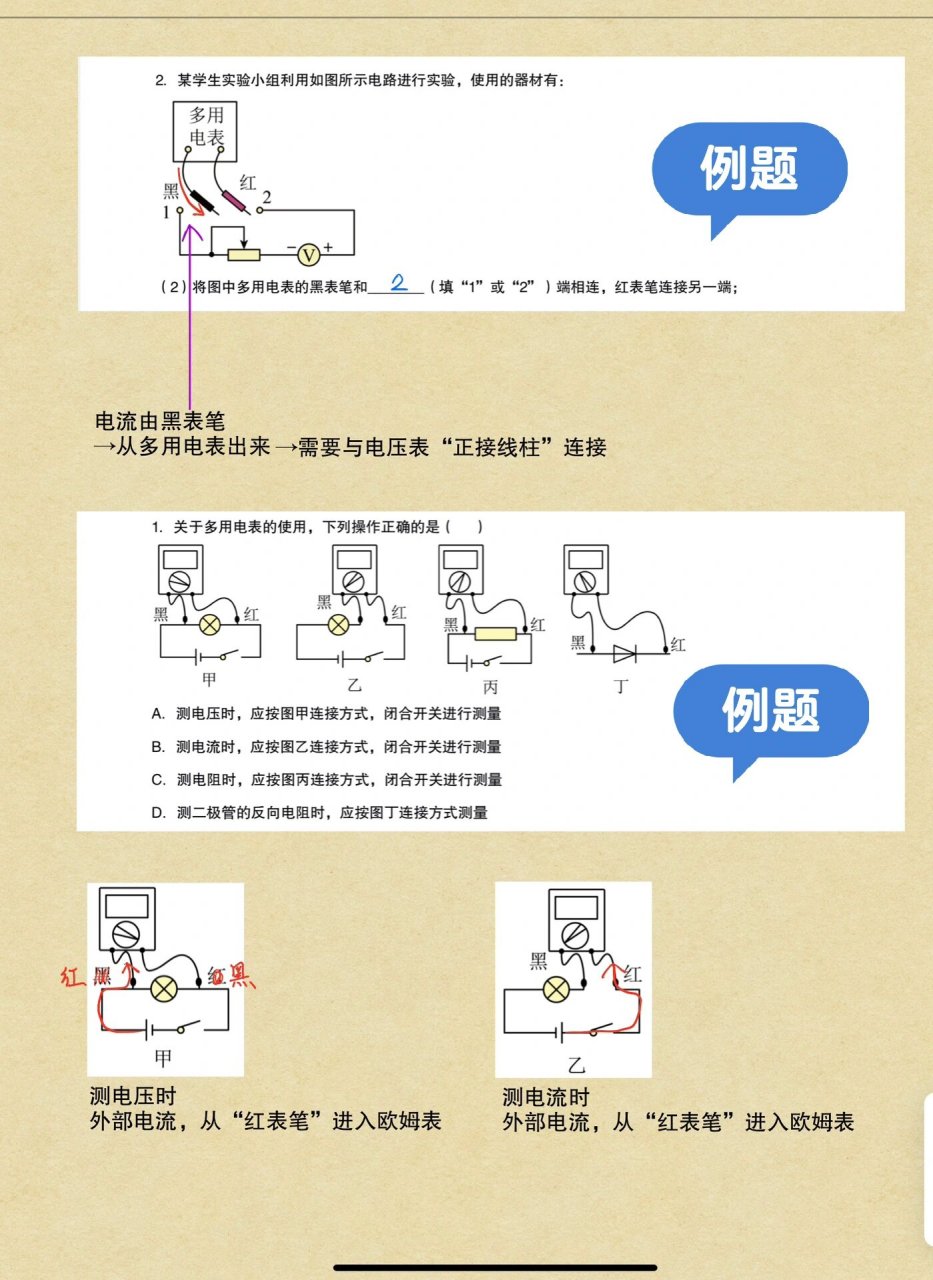 高中物理电学实验(多用电表→判断红黑表笔) 高中物理:电学实验:多用