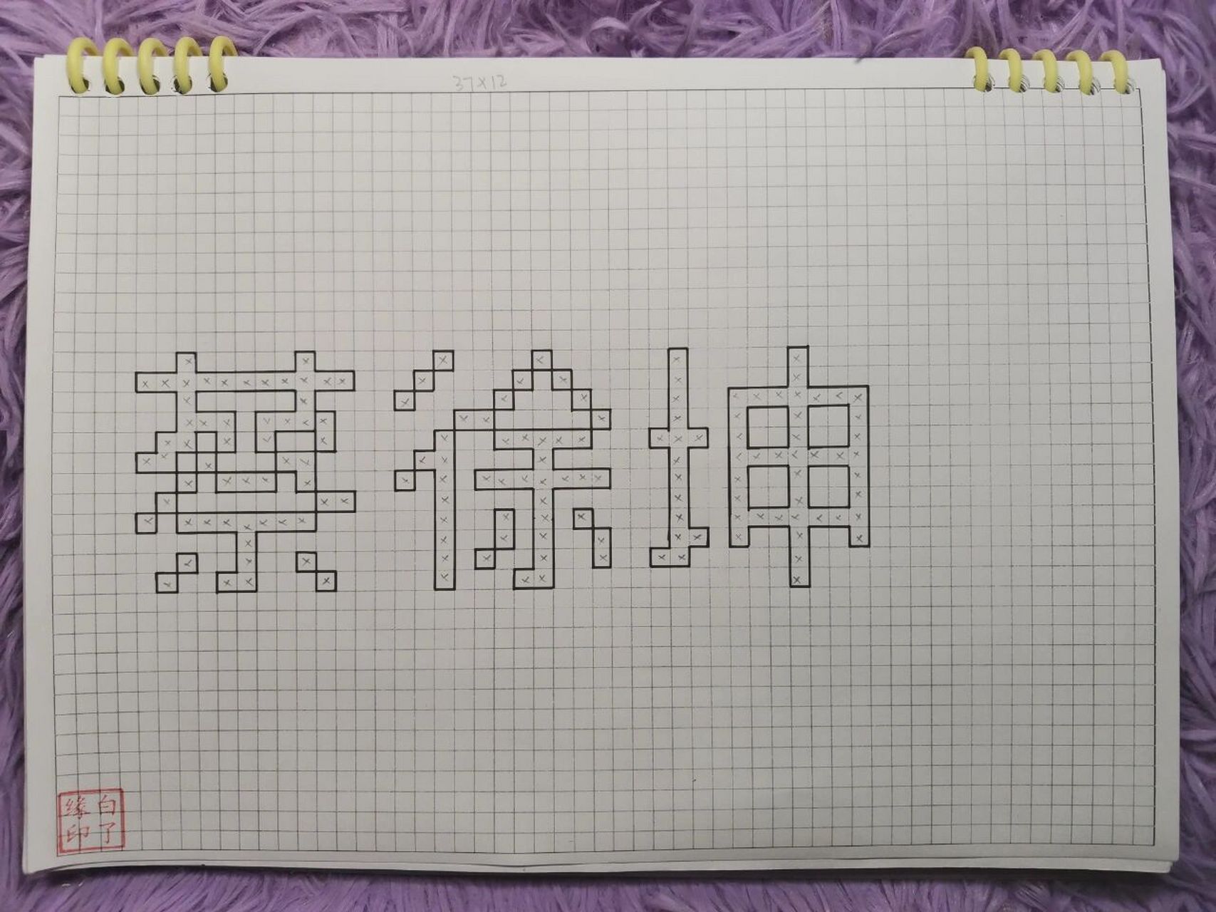 临摹非原创 a4网格本 5mm格子 37×12 像素字98制看我主页 #蔡徐坤