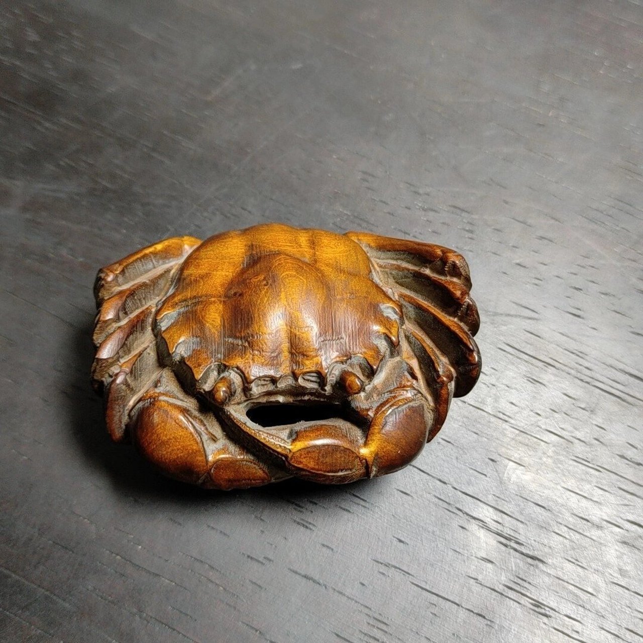 黄杨木老螃蟹 黄杨木老螃蟹一只 摆件 木雕 手把件