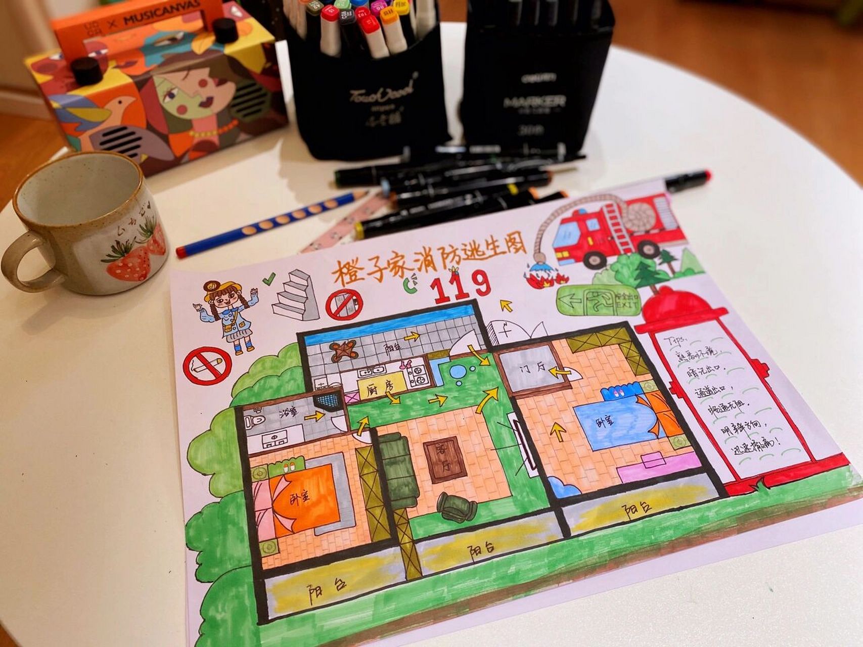 幼儿园作业|家庭逃生路线图03