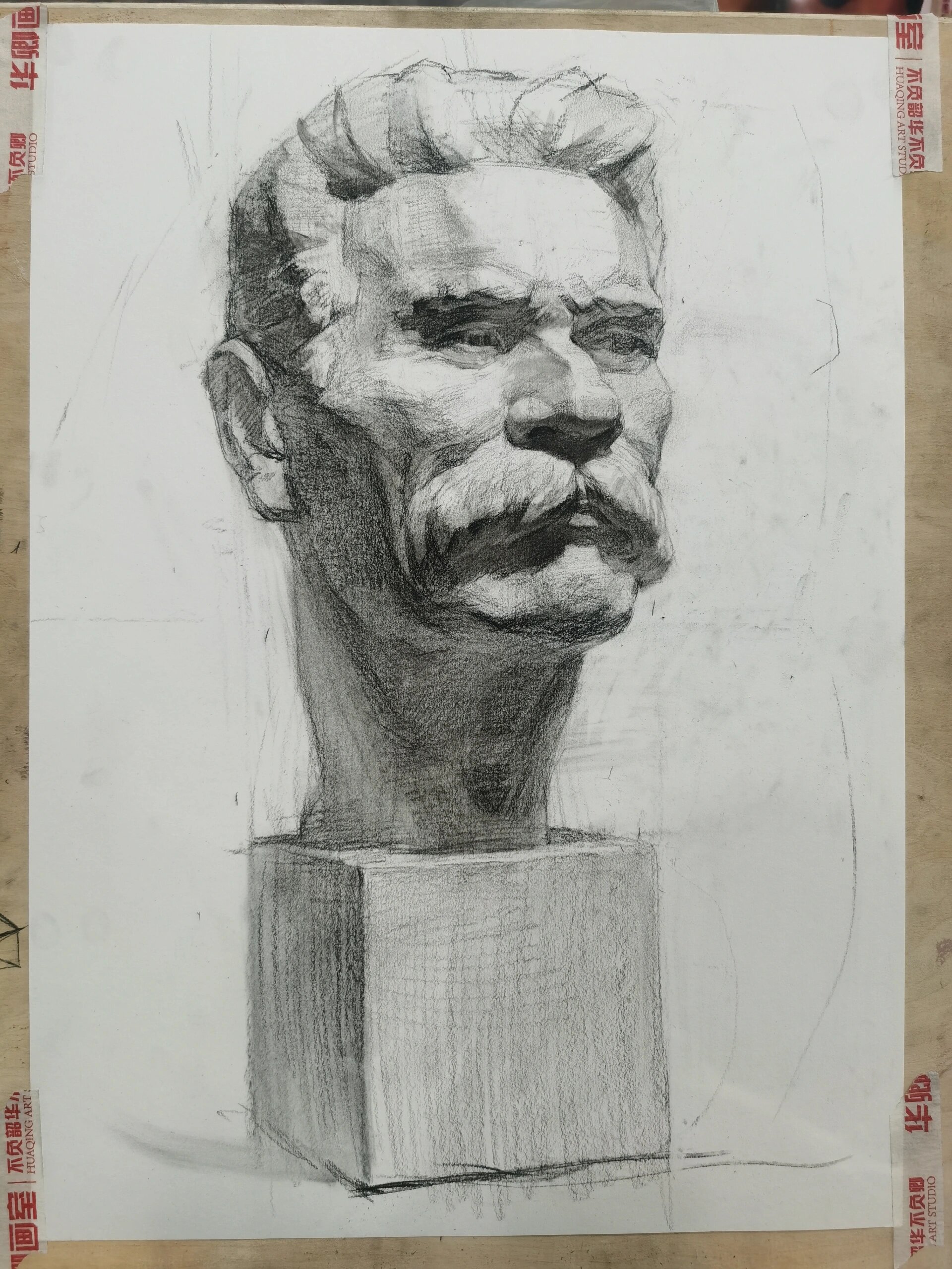 高尔基石膏像素描,步骤图