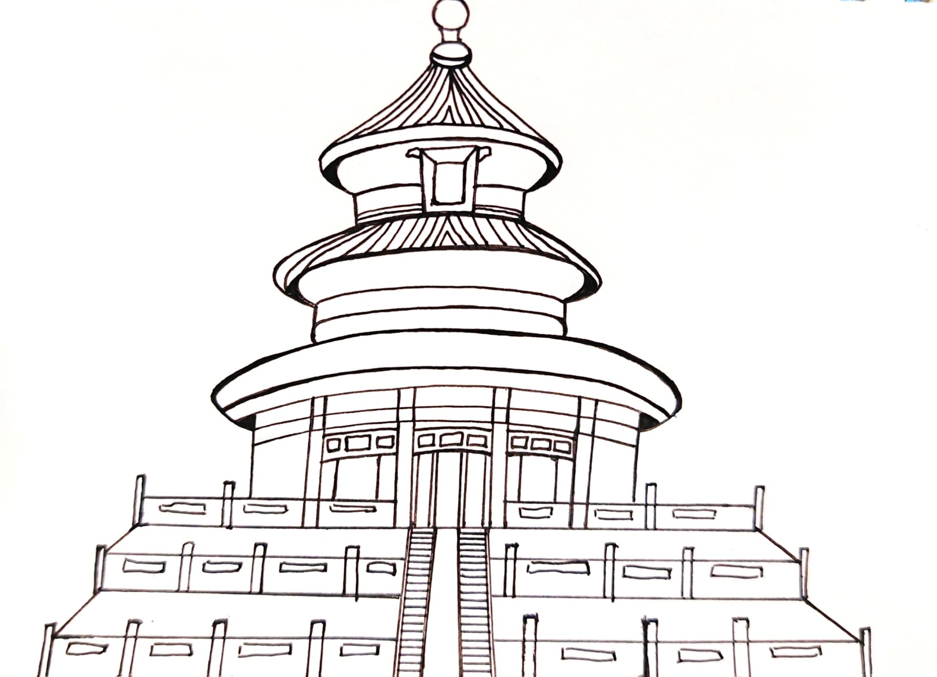 北京天坛绘画步骤图