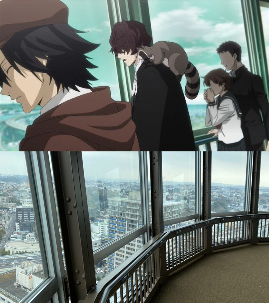 文豪野犬横滨海洋塔圣地巡礼 第四季的乱步篇里面的案件发生地 上到