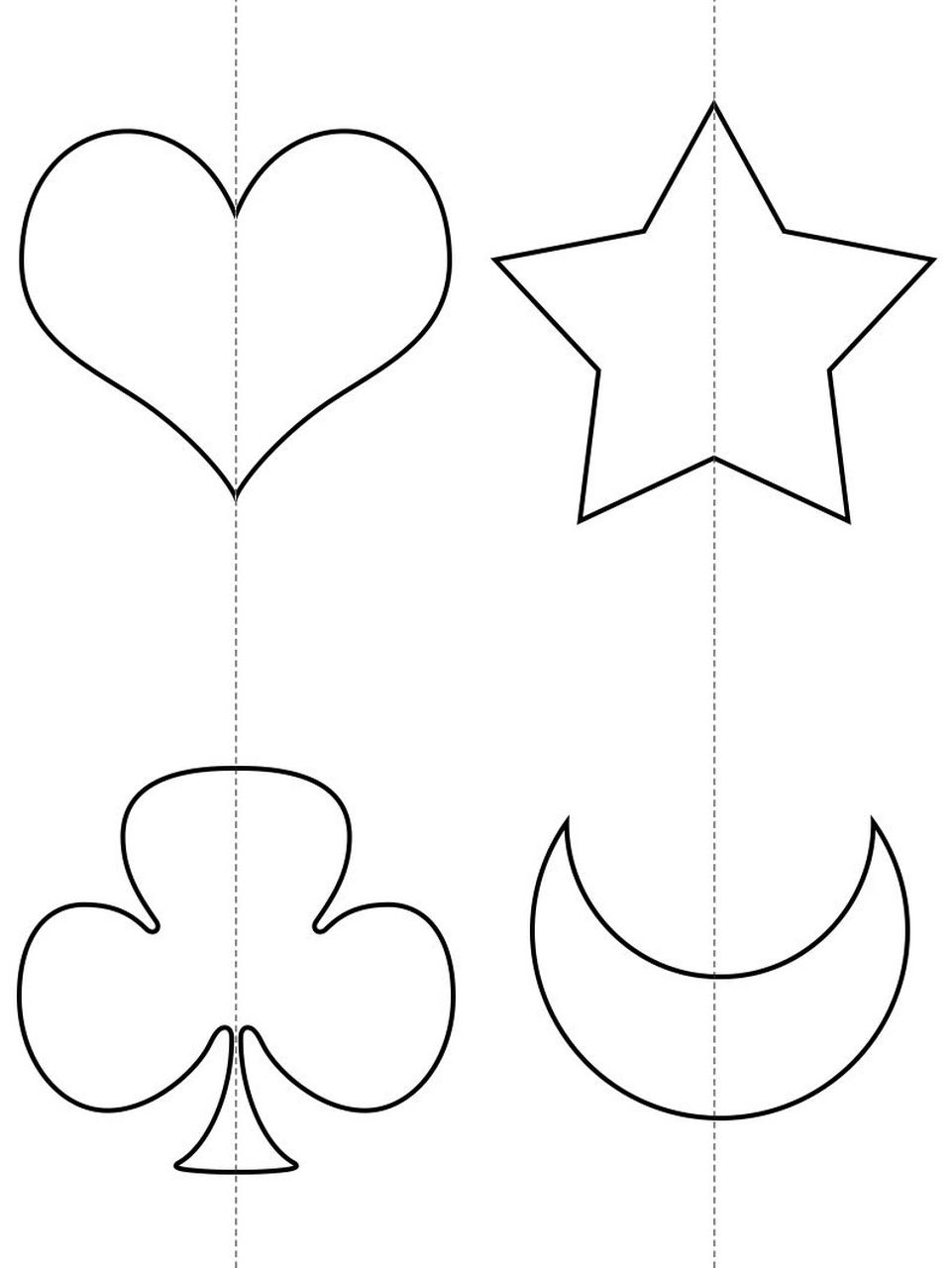 可打印对折剪纸 幼儿园剪纸 剪纸手工练习 a4纸大小打印一张对折四份