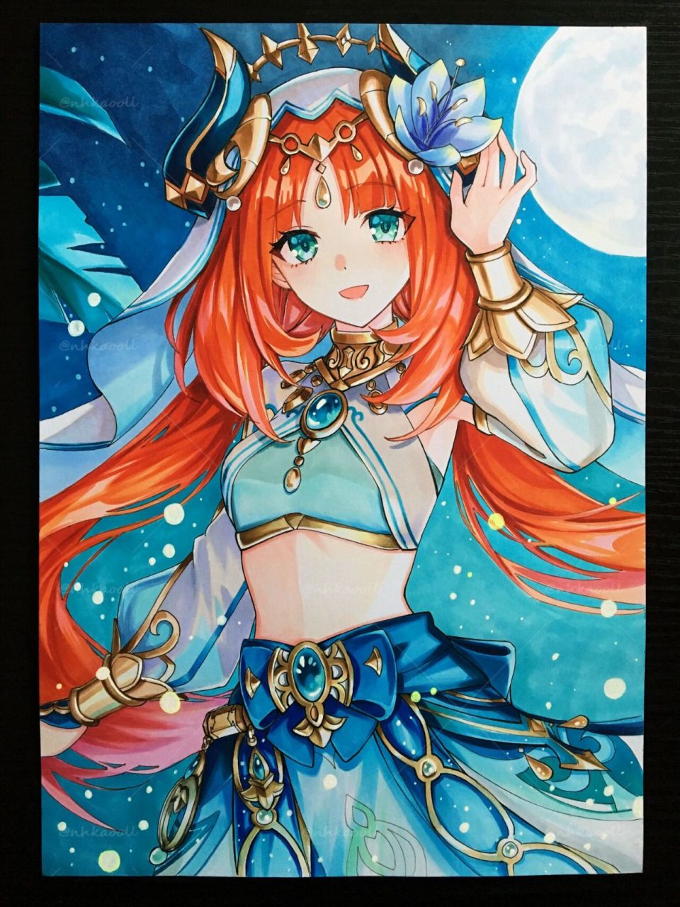 原神妮露马克笔手绘带过程 91马克笔:法卡勒三代 91勾线笔:三菱