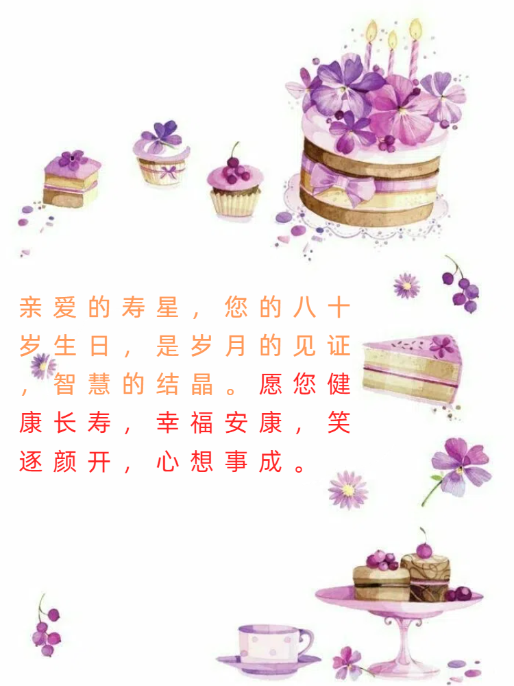 亲爱的寿星,值此八十寿辰之际,让我们为您送上最诚挚的祝福:愿您健康