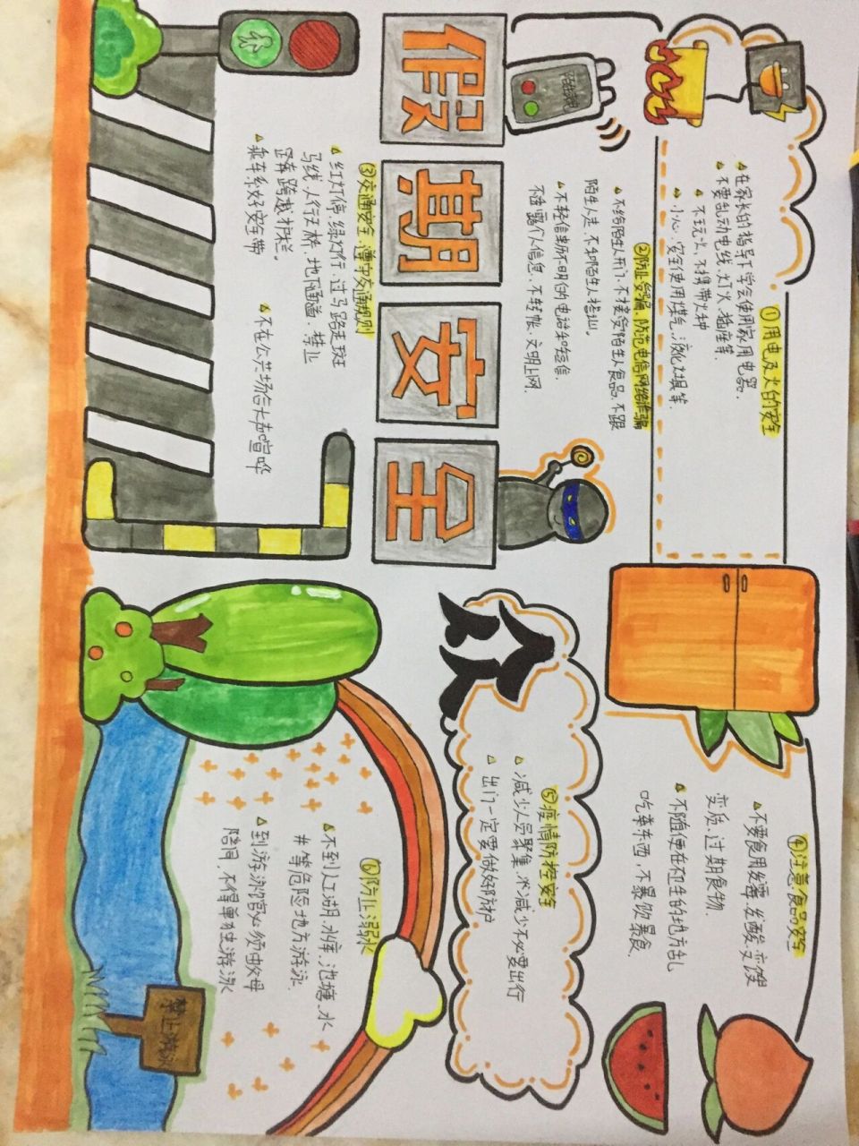 《假期安全》手抄报