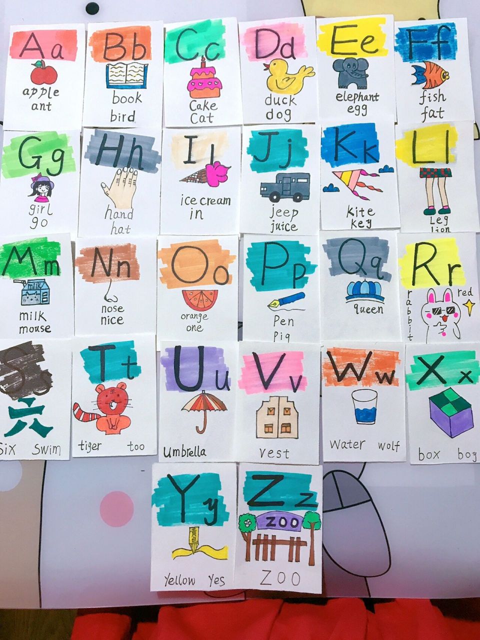 26个字母单词卡片制作图片