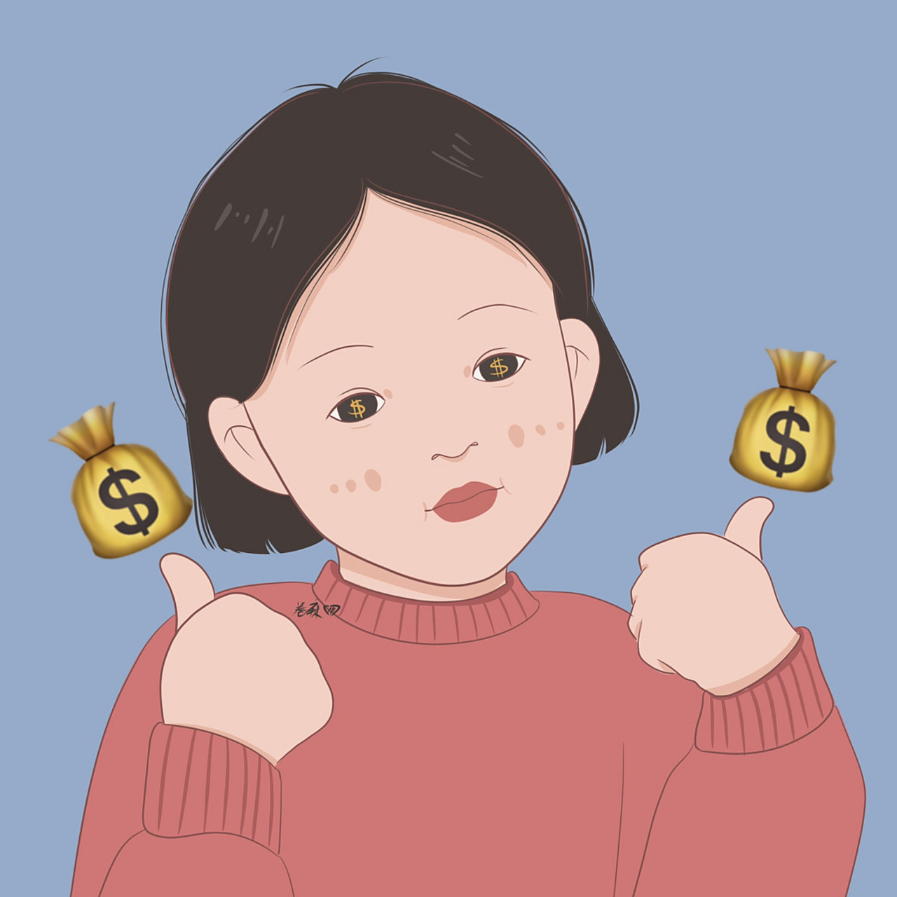 插画 | 情侣头像 |人间清醒,搞钱上瘾9090 图片92二改92商用