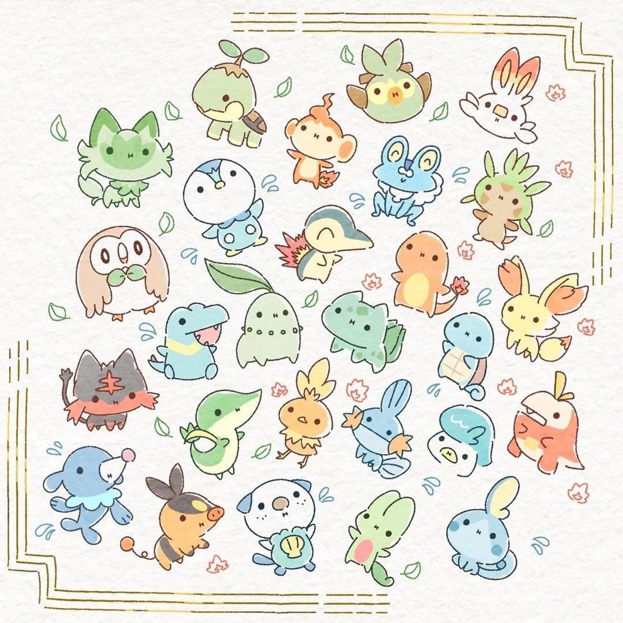 一组超萌的宝可梦简笔画图片壁纸 47815原图