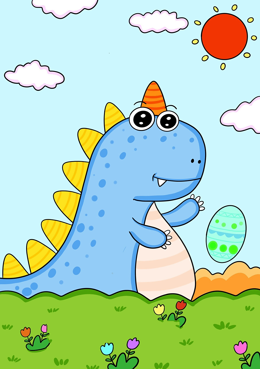 恐龙儿童画 呆萌可爱的小恐龙创意画 恐龙宝宝儿童画