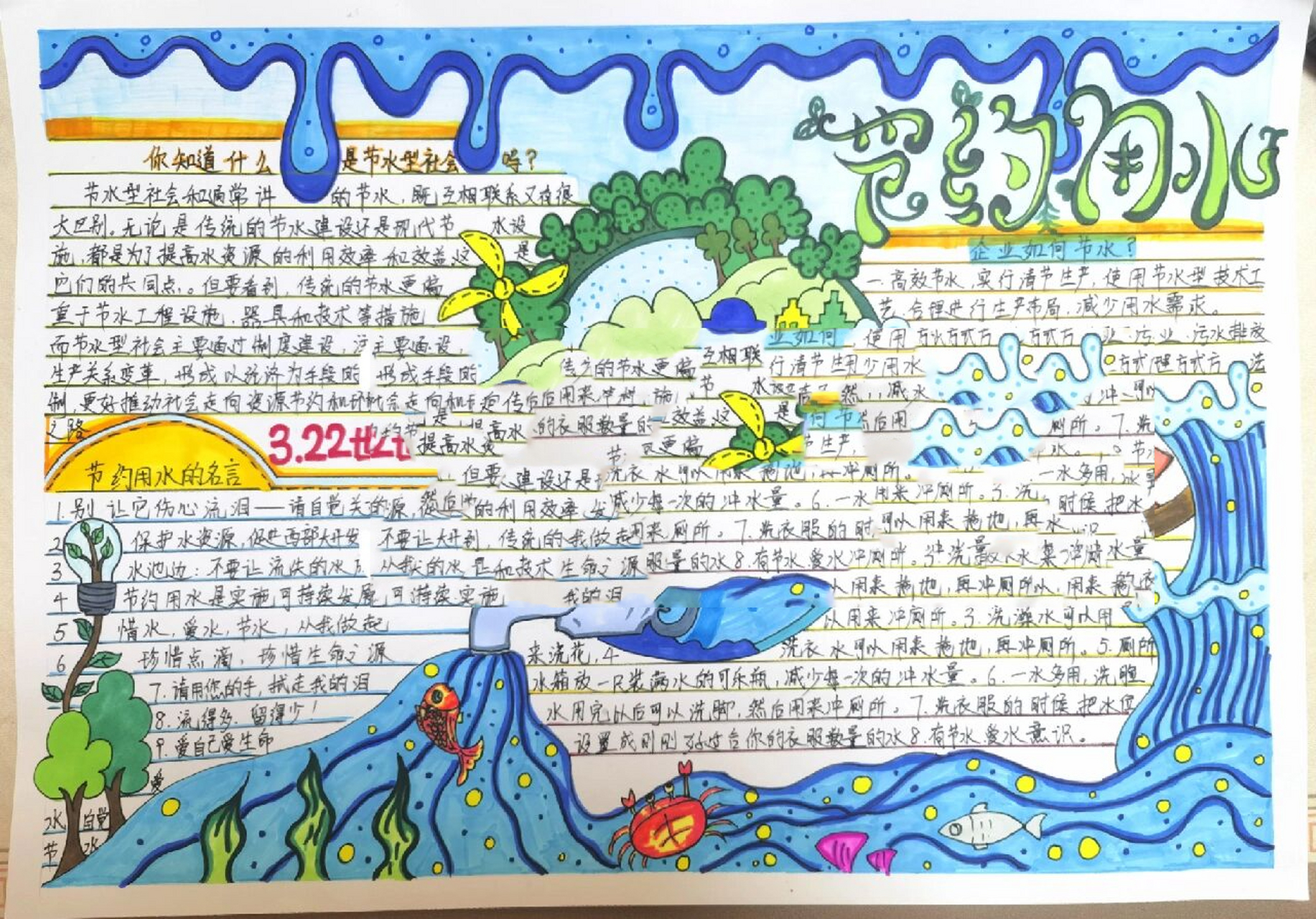 节约用水手抄报a3