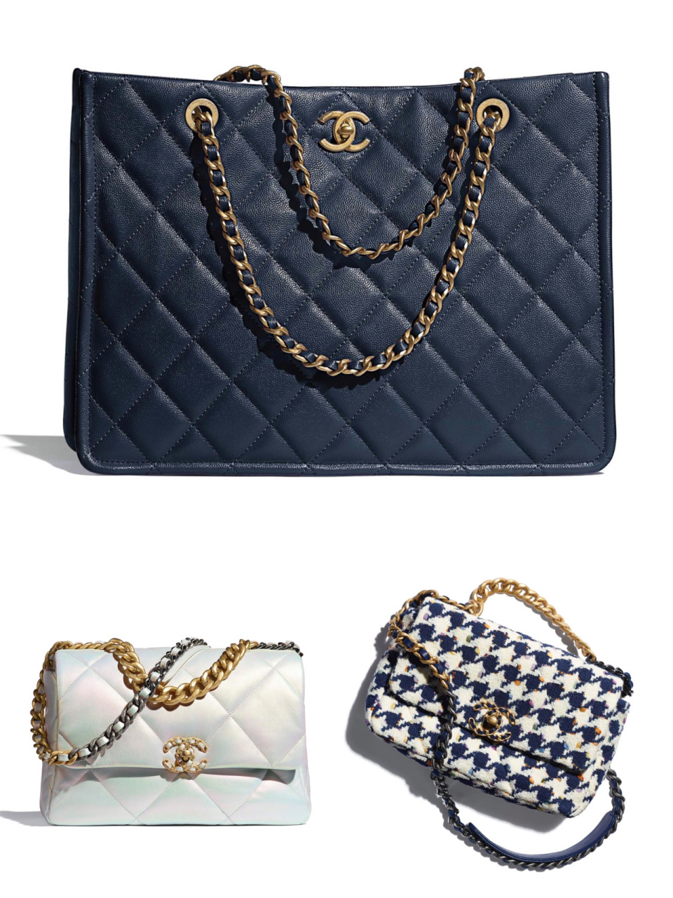 chanel2021春夏系列新品包包 折纹牛皮革与金色金属小号口盖包 ￥37