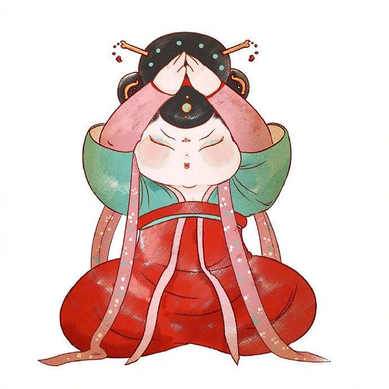 【绘画素材分享】超可爱的q版仕女图～ 可可爱爱 唐朝仕女图素材,刷到