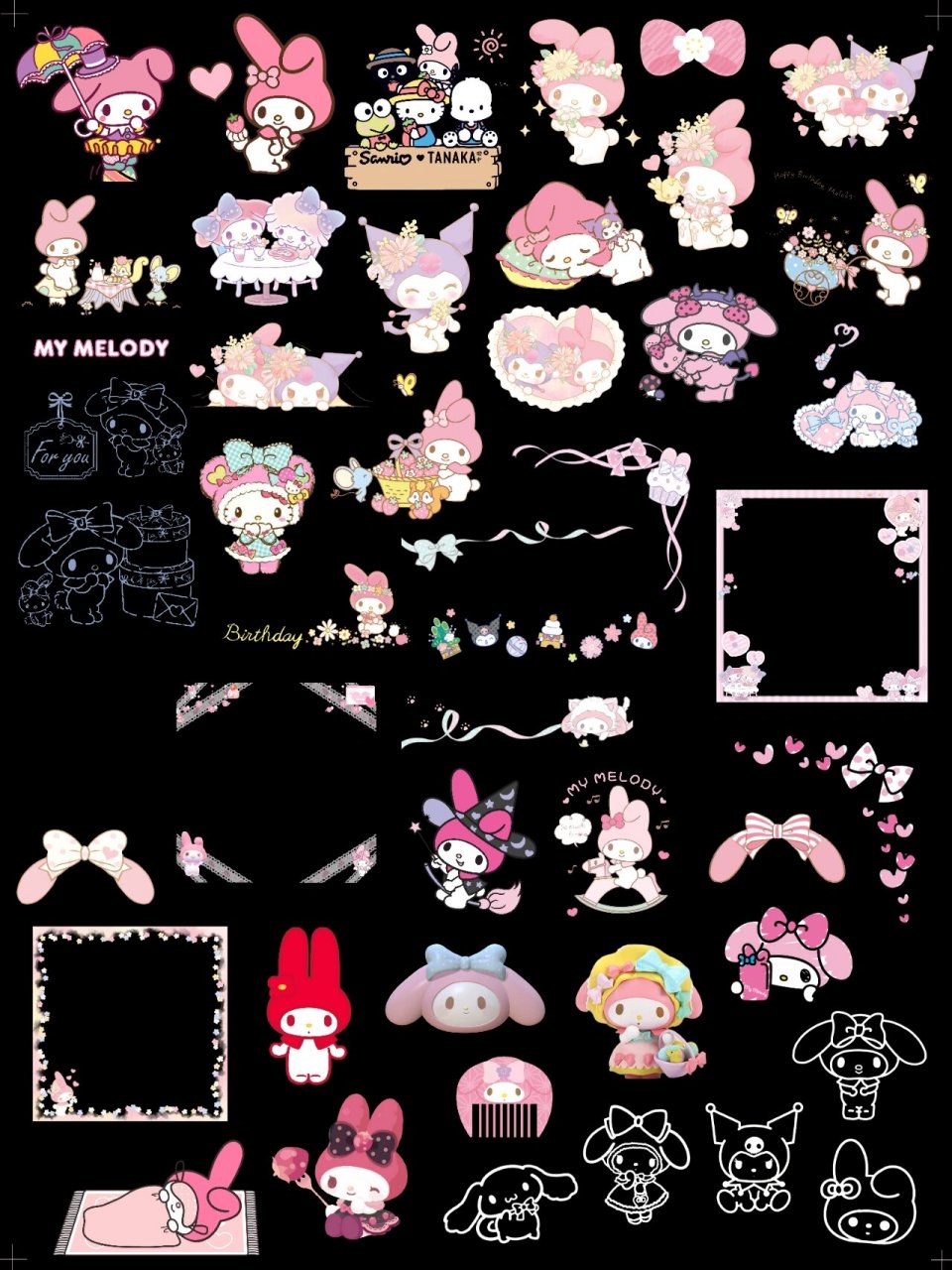 822882美乐蒂 第 28 弹:美乐蒂免扣透明底贴纸,不定时更新哈 素材