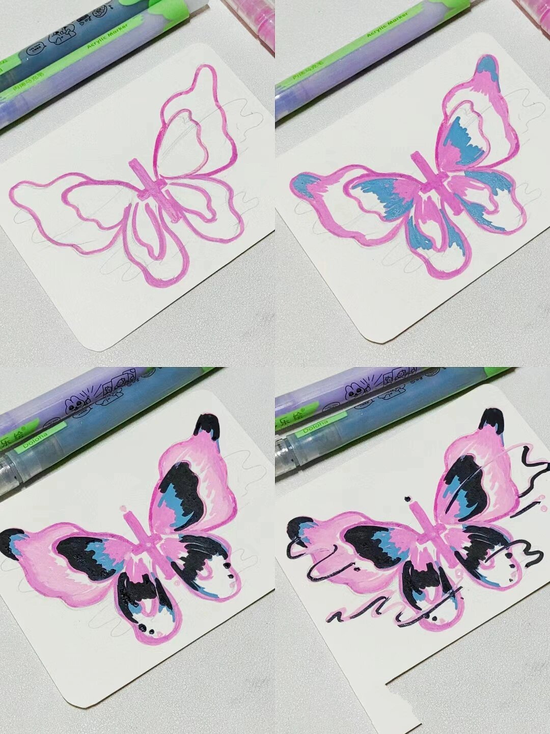 一分钟画蝴蝶教程来了