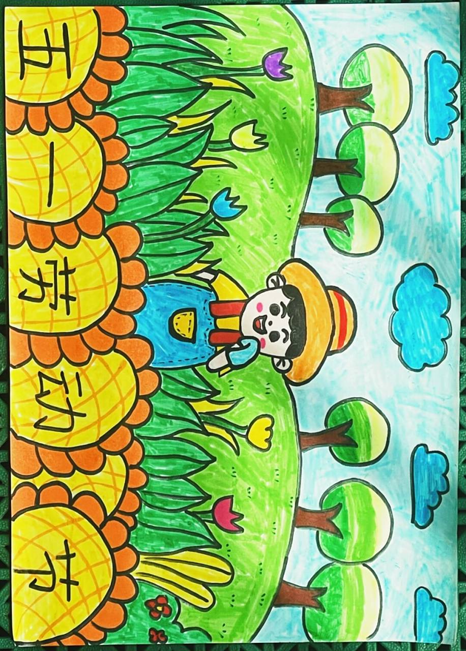 幼儿园五一劳动节简笔画 劳动节主题画              五一劳动节