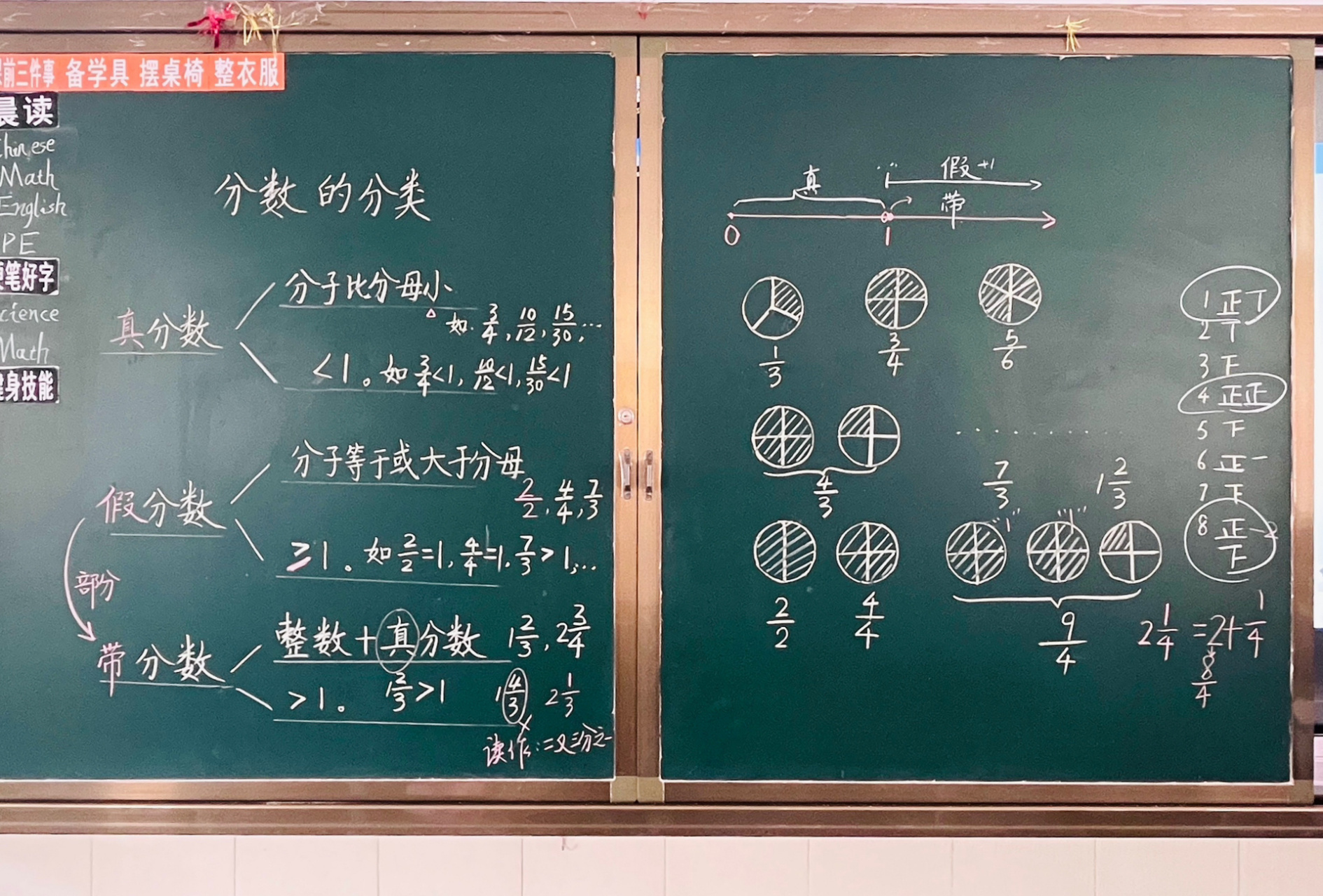 五下数学《真分数和假分数》 感觉标题写真分数和假分数不如写成"分类