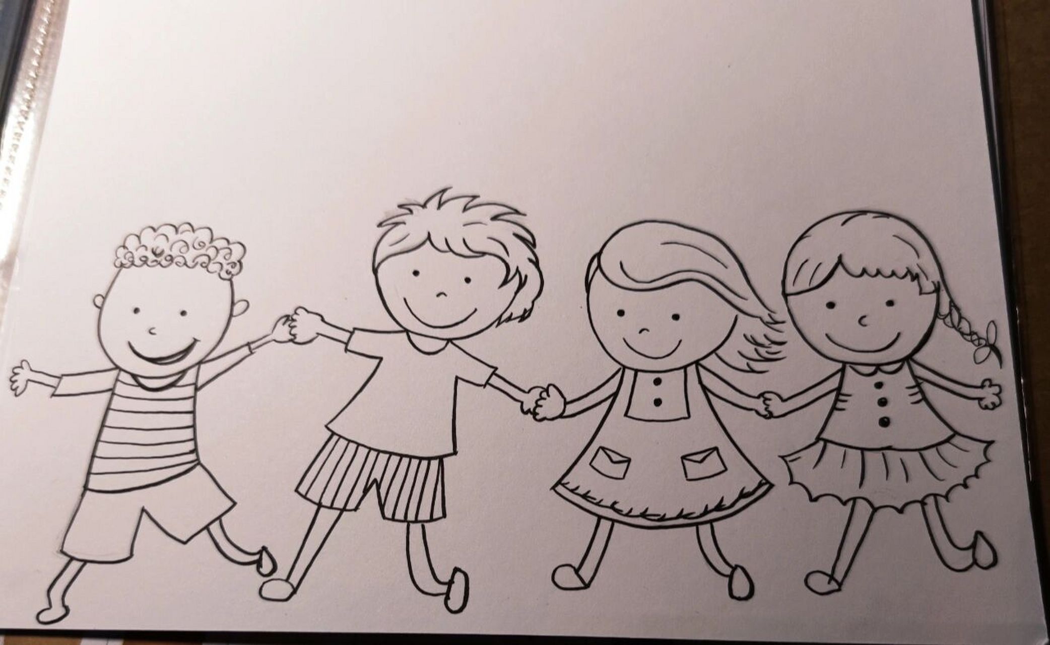 马克笔·手拉手的小朋友 小可爱.