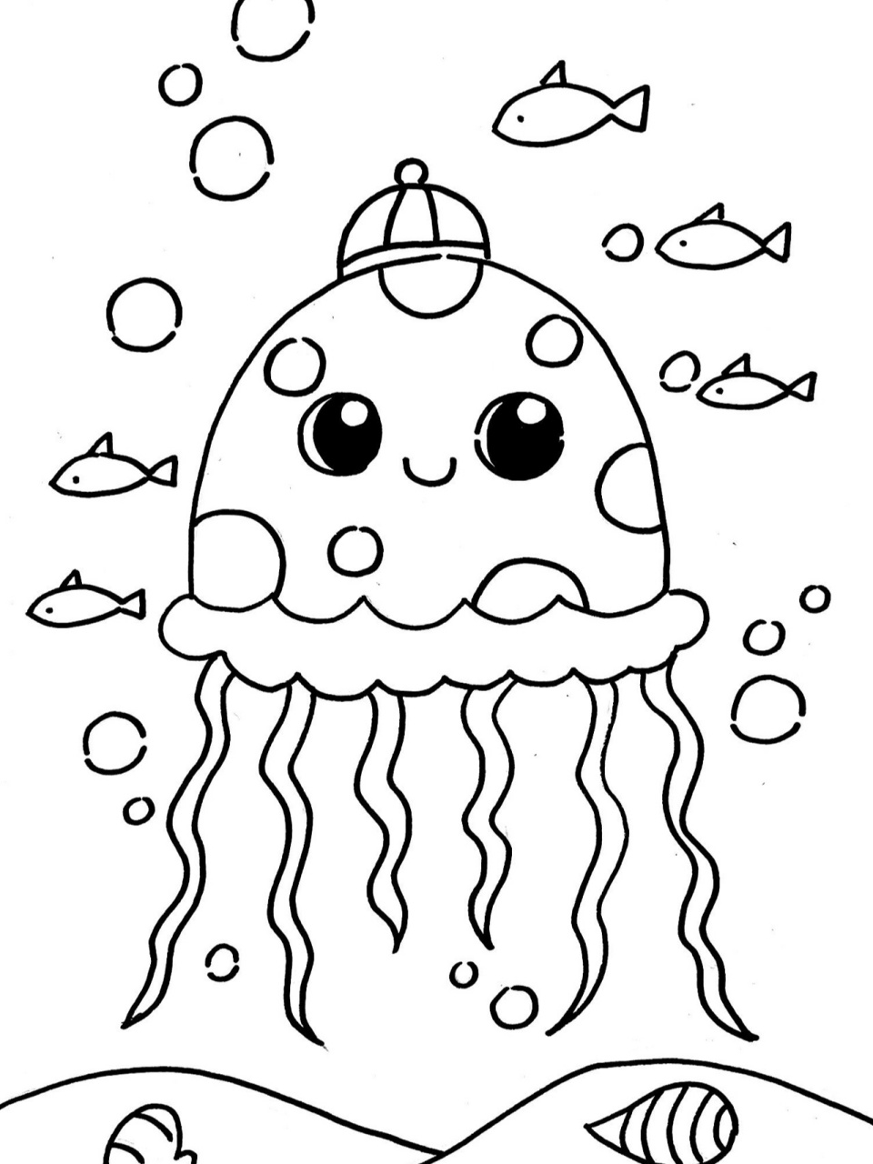 水母儿童画简单手绘简笔画海洋生物男孩儿创 美术宝 水母小精灵 课效