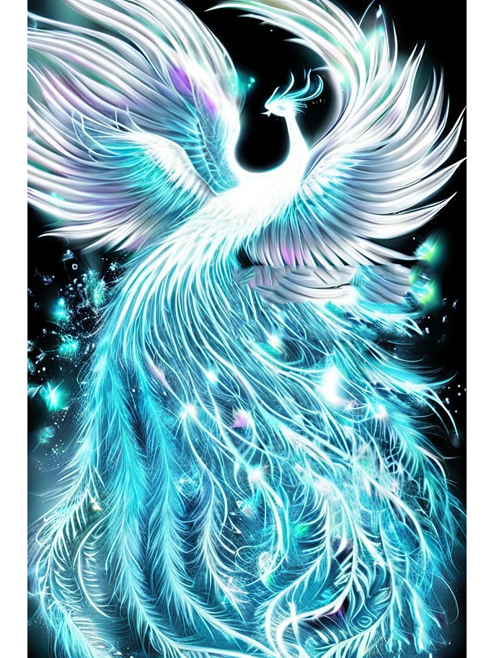 凤凰神鸟|蓝白凤凰第三弹,神话主题插画 之前出了几期凤凰的画图图