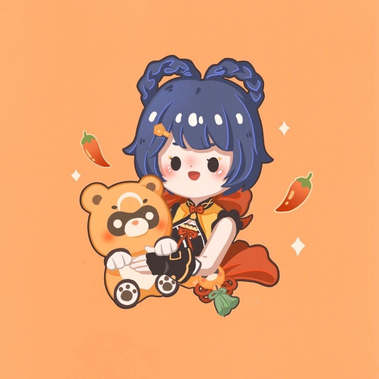 原神人物q版头像(火系女生) 胡桃:阴阳有序, 命运无常, 生老病死