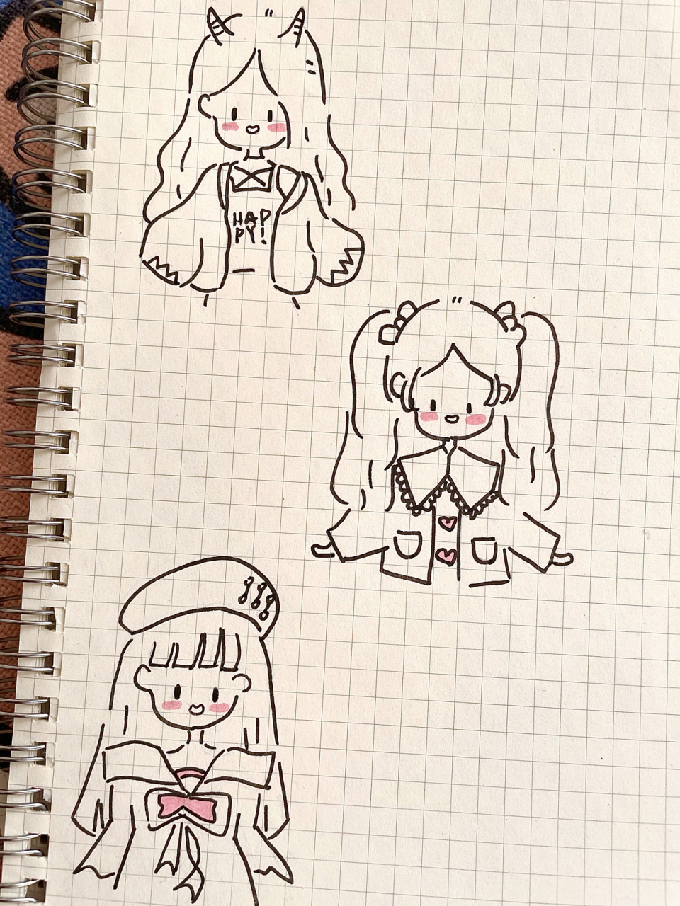 简笔画娃娃来啦～简单可爱快进来😆😆 🐰网格本,勾边笔,马克笔