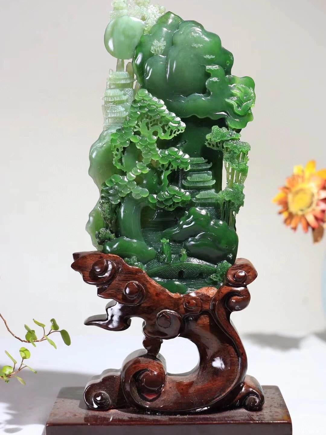 碧玉精雕 山水摆件