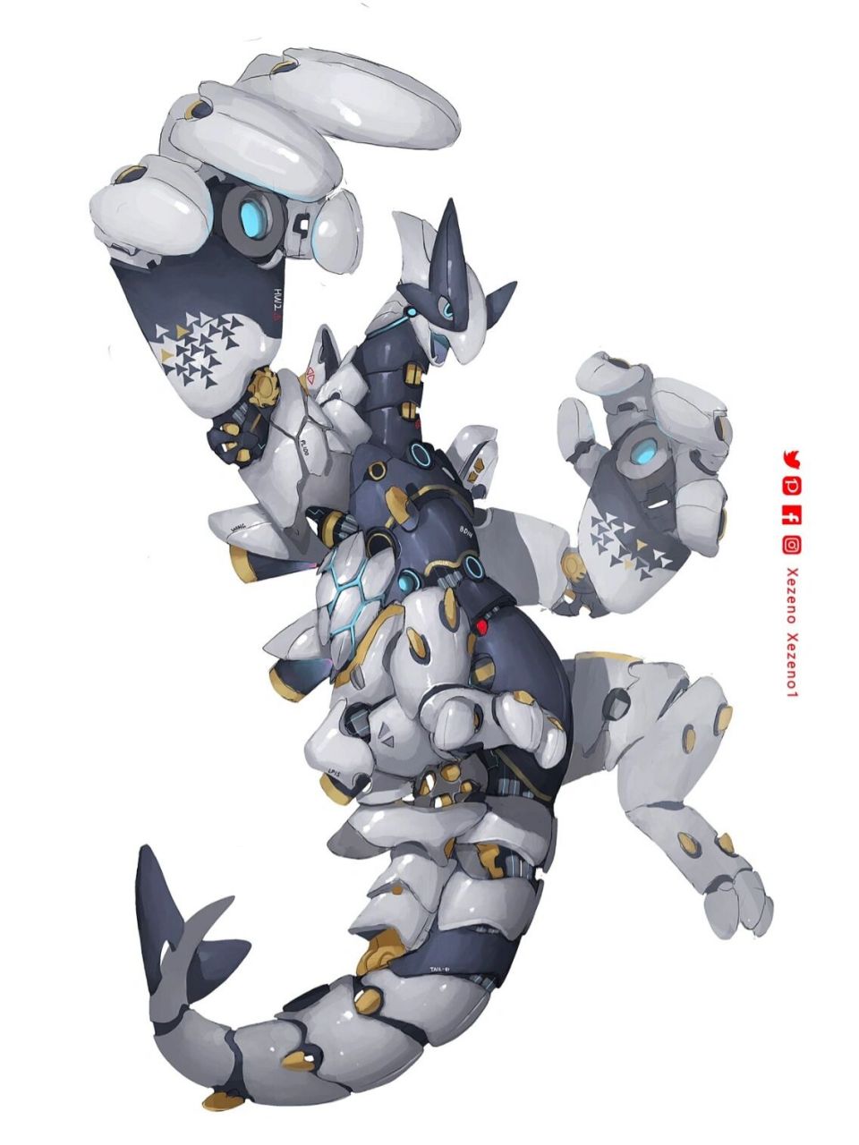 03996996xezeno创作的部分机甲风宝可梦,整体是圆滑的而非