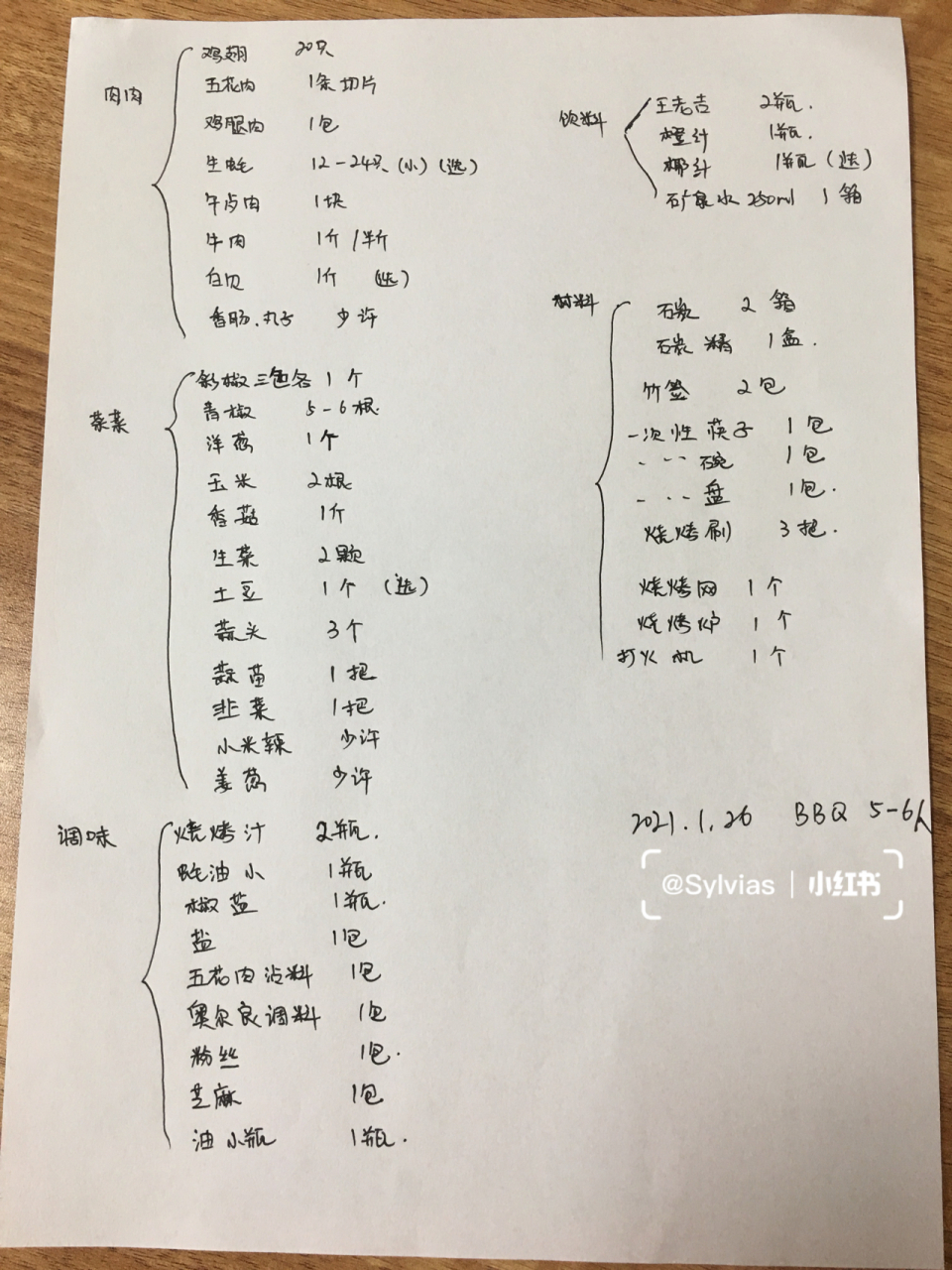 qqb采购清单08 大致菜单就是:烤奥尔良鸡翅,烤五花肉,鸡肉串,牛肉