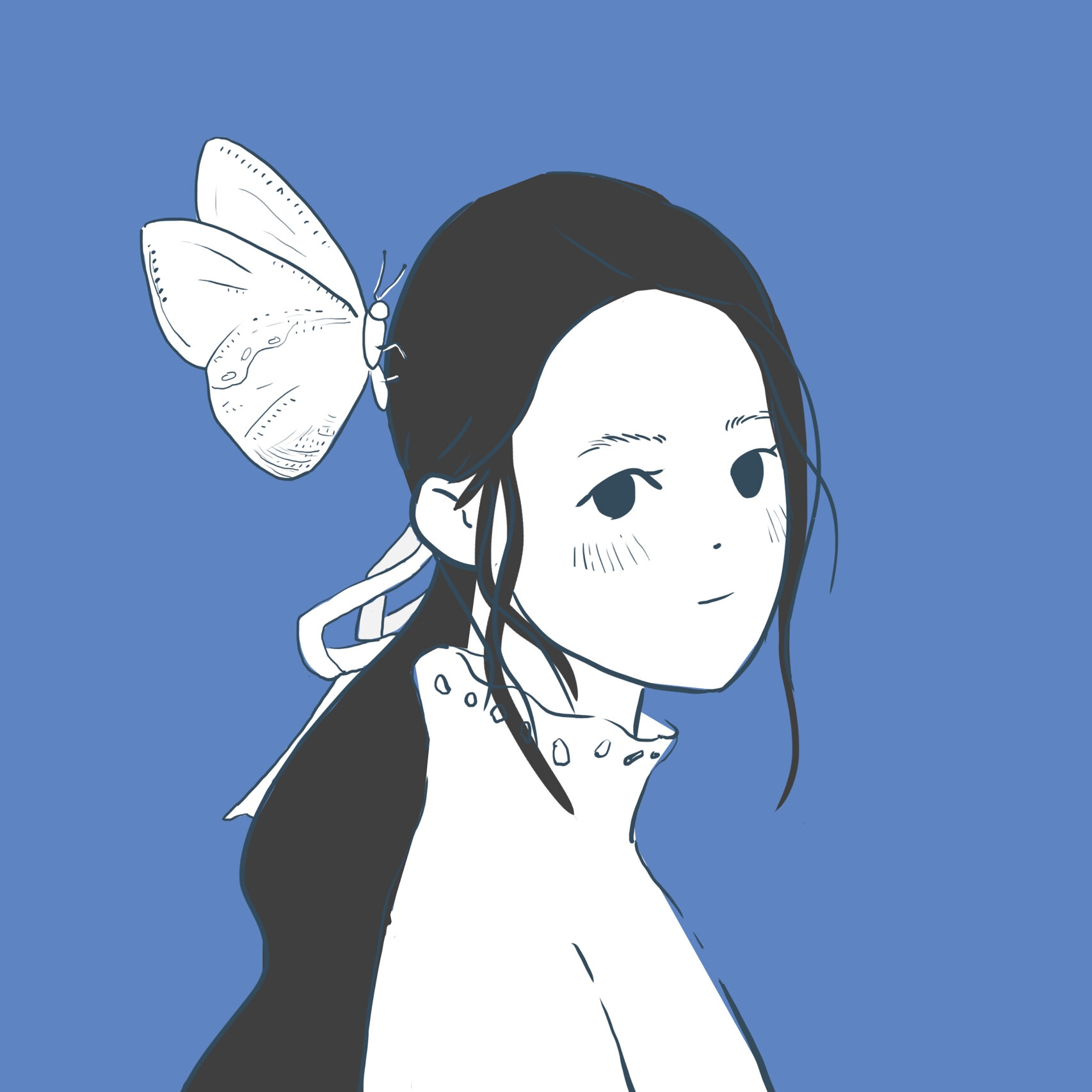 9p 工具:手绘板 ps 原创插画 | 手绘 | 治愈 | 蓝色少女 |头像