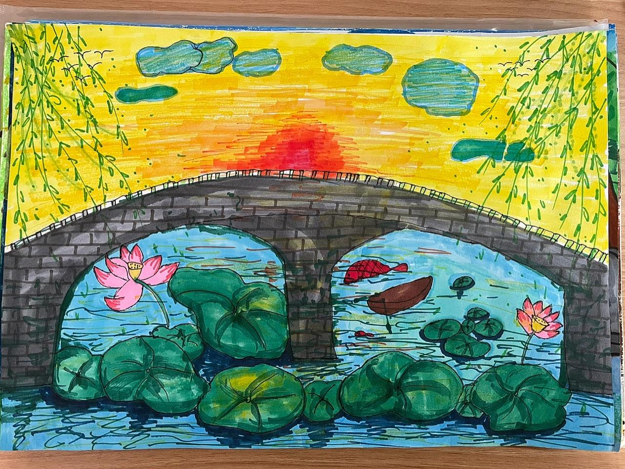 家乡绘画作品分享78小学生笔下的家乡美景17