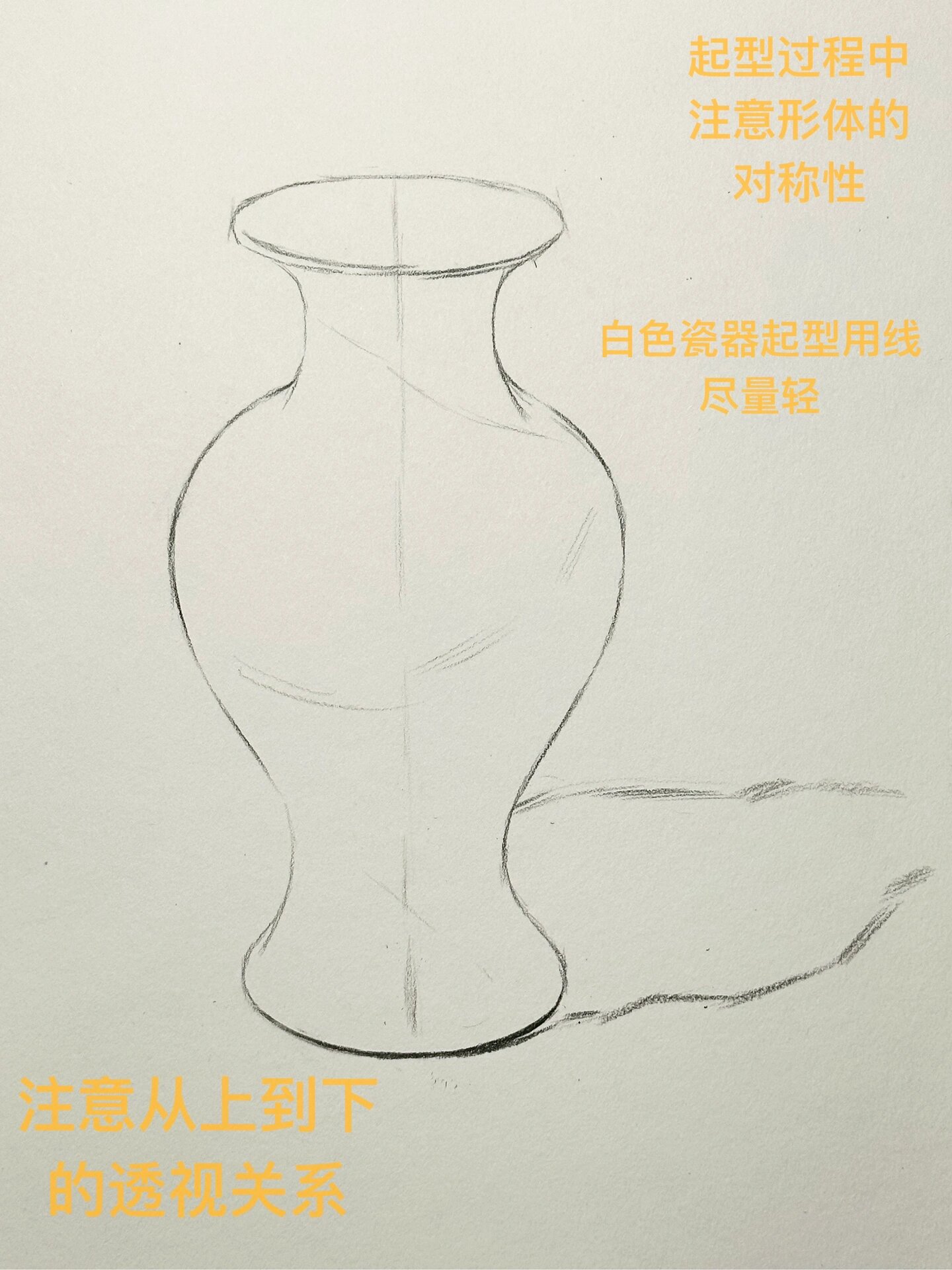 【素描静物】白色瓷花瓶