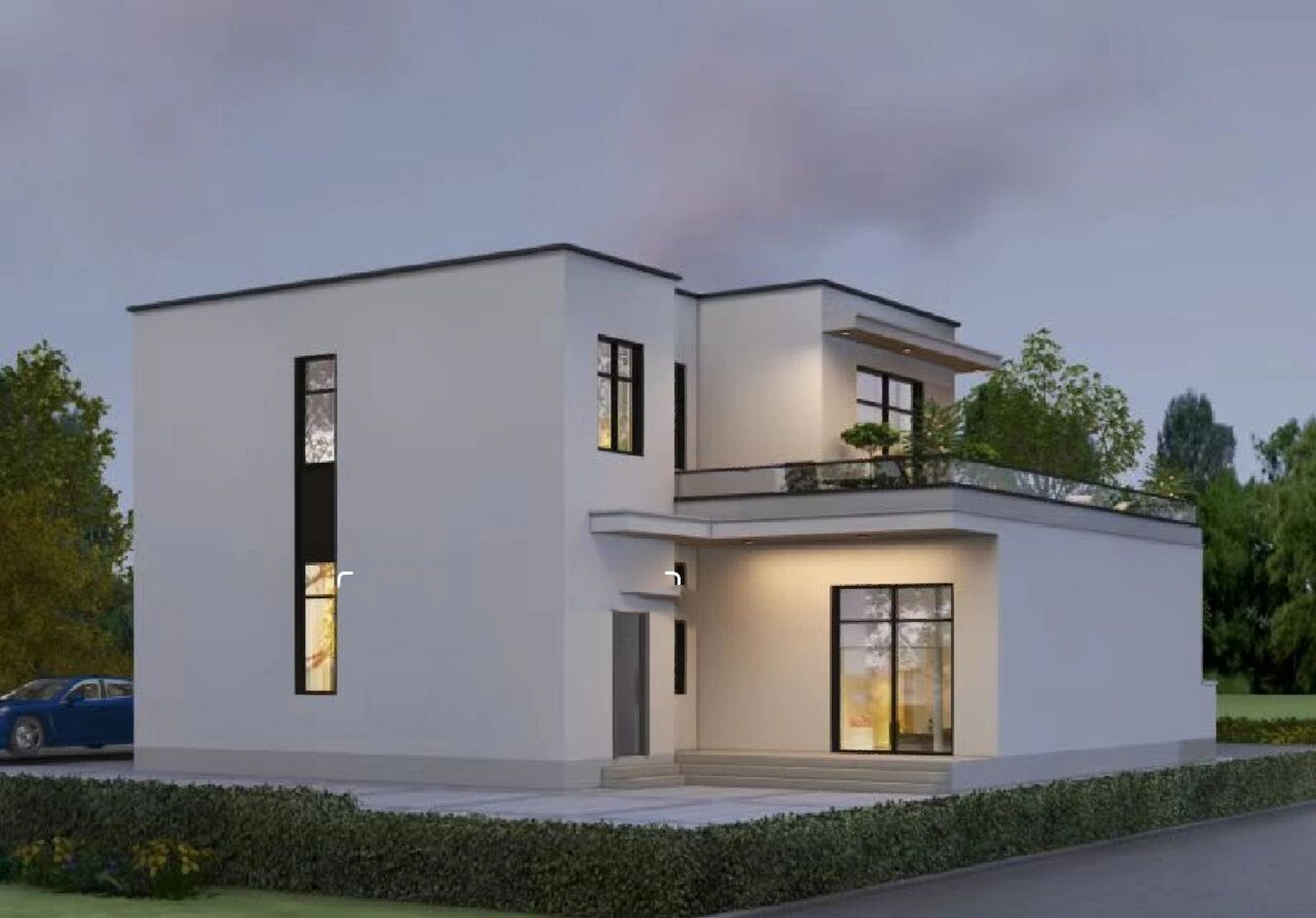 七字型二层时尚简约自建房 美观大方造价低 七字型二层时尚简约自建房