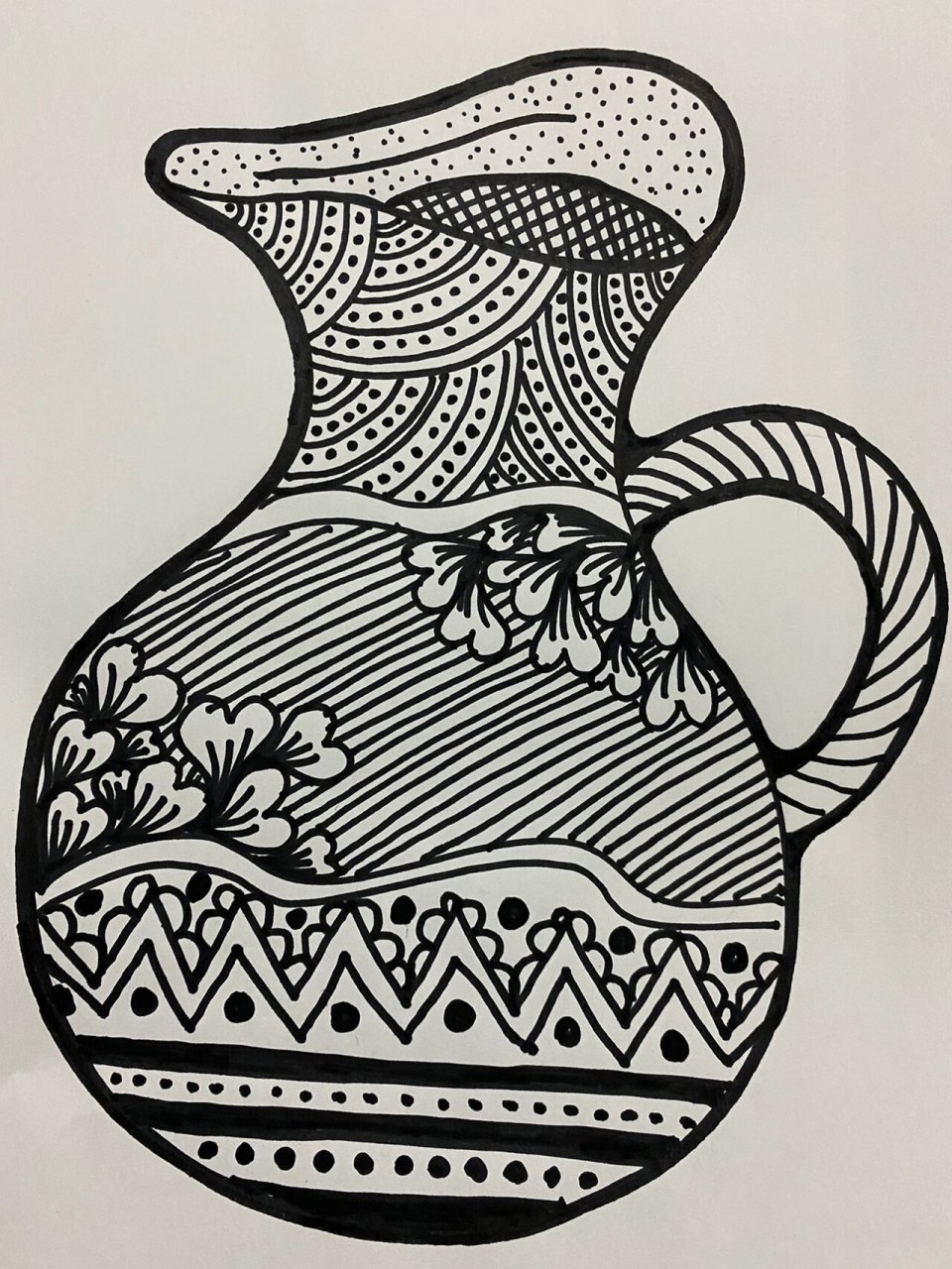 黑白装饰画|这杯子有个性 简笔画加上花纹也就不那么单调了