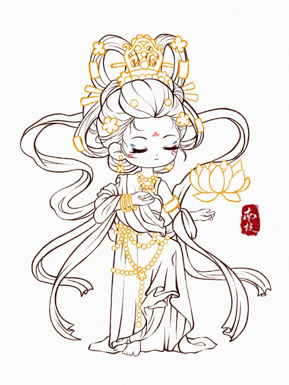 q版水彩全身小人–敦煌 敦煌主题全身小人 复杂背景 课程讲师:(有课)