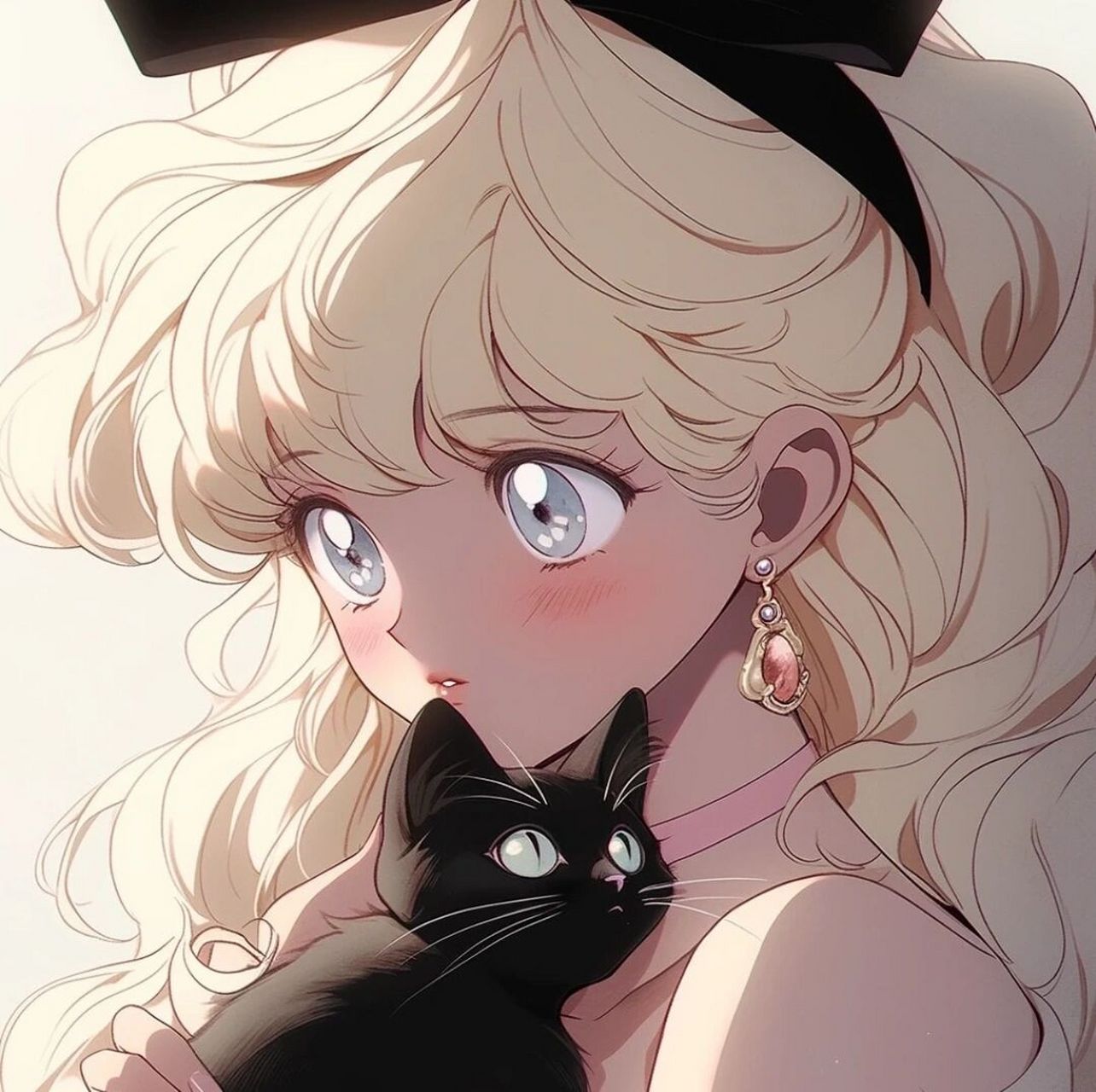 女头|黄发少女与猫