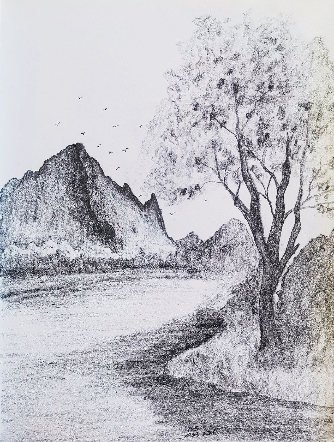 素描铅笔画|山水临摹