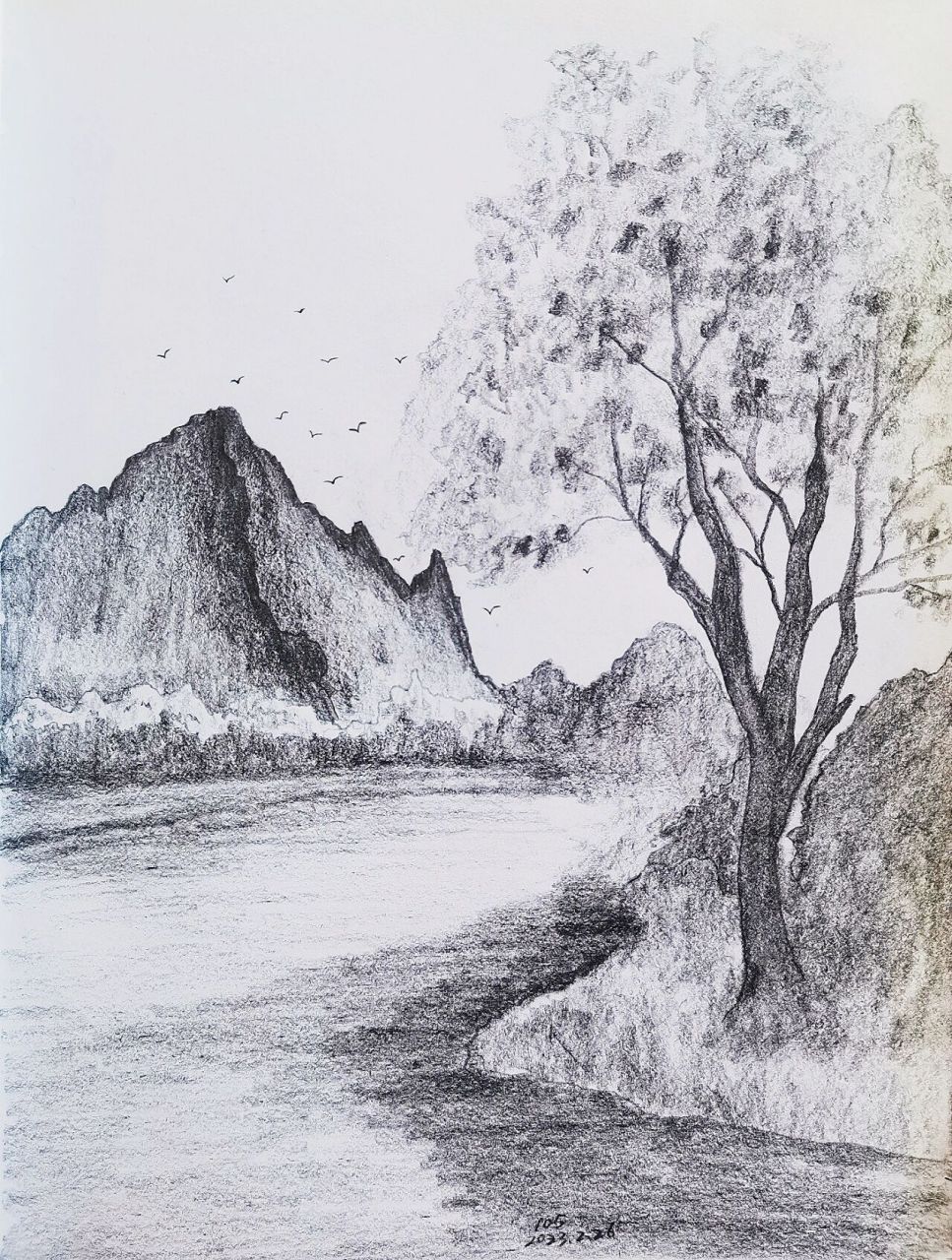 素描铅笔画|山水临摹      临摹自小红书 老耿爱画画