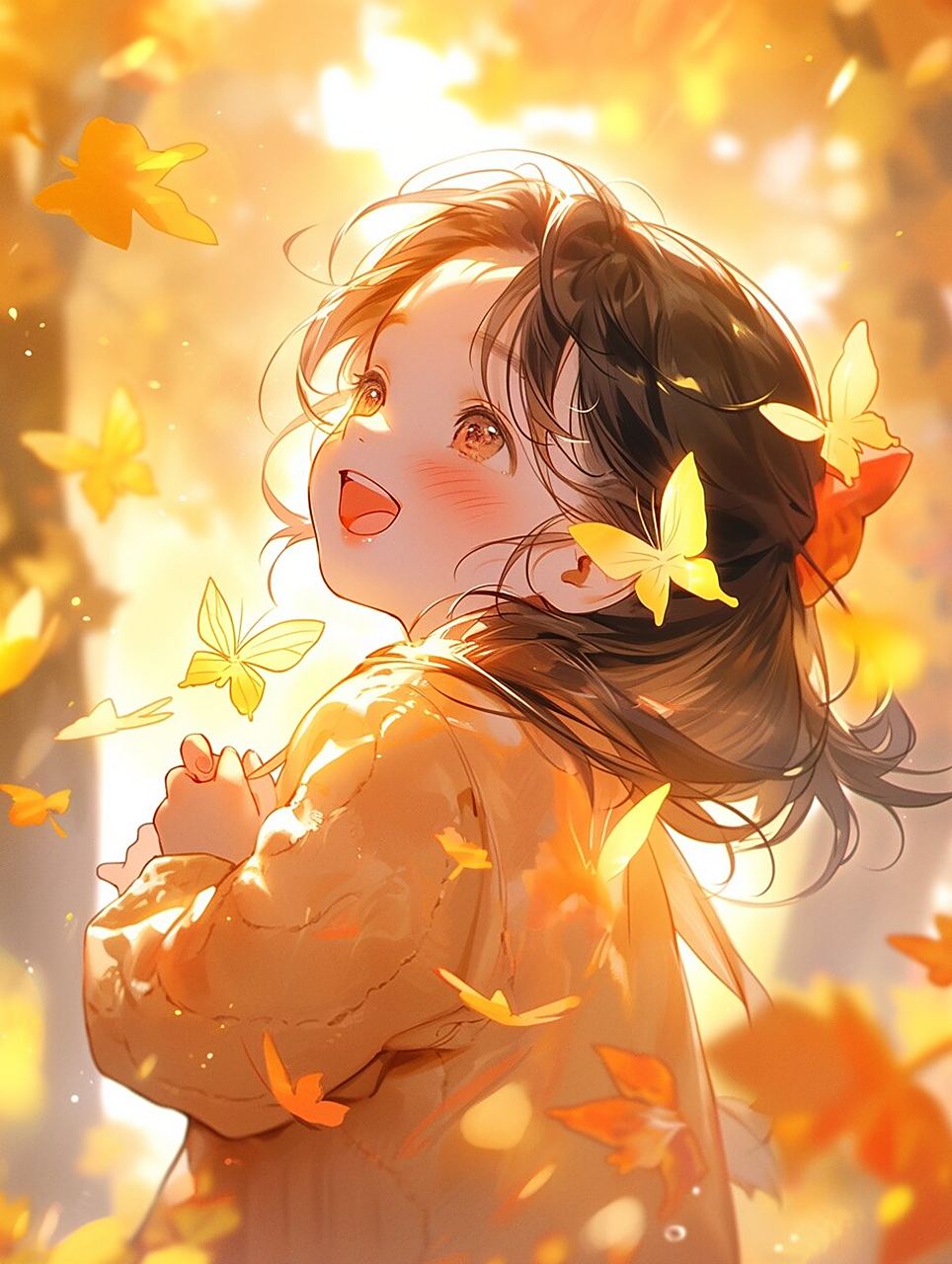 2--秋天可爱女孩头像壁纸 治愈 的笑容加上金色的阳光,心情也是美美哒